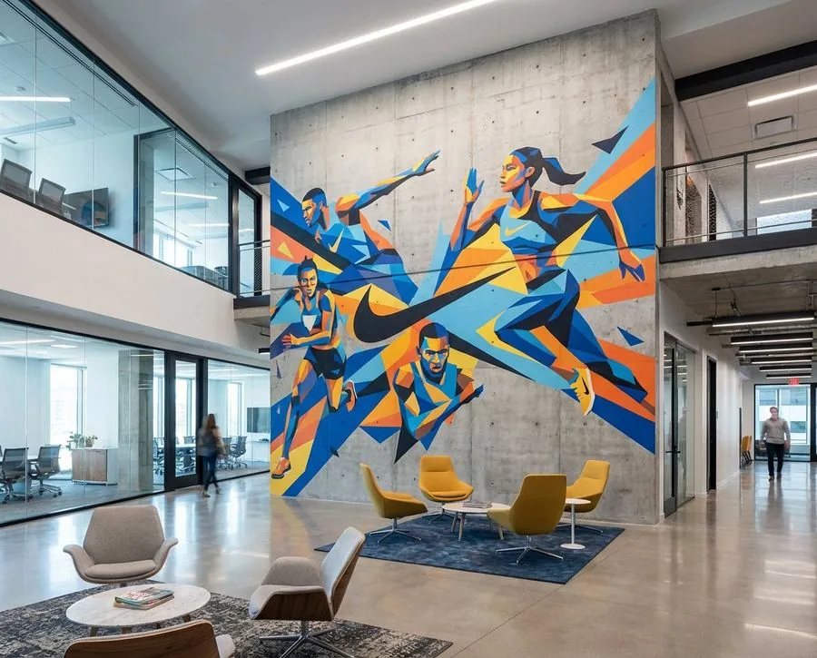 Nike office lobby mural
